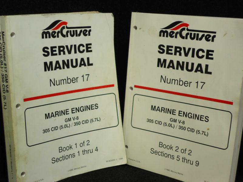 1996 mercruiser service tech manual book 1 & 2 #90-823225-1-1096 gm v-8 boat