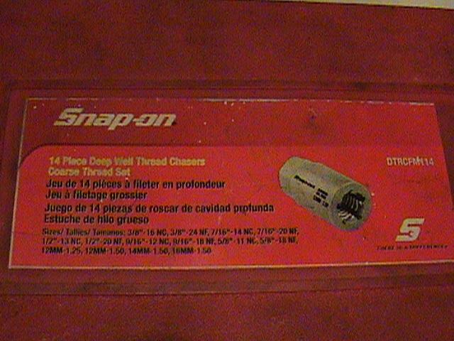 Snap-On Tools SAE&METRIC 14 Piece Deep Well Thread ChasersThread Set DTRCFM114, US $199.95, image 9