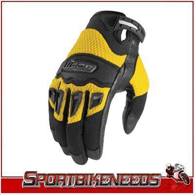 Icon twenty-niner yellow black leather gloves medium m new