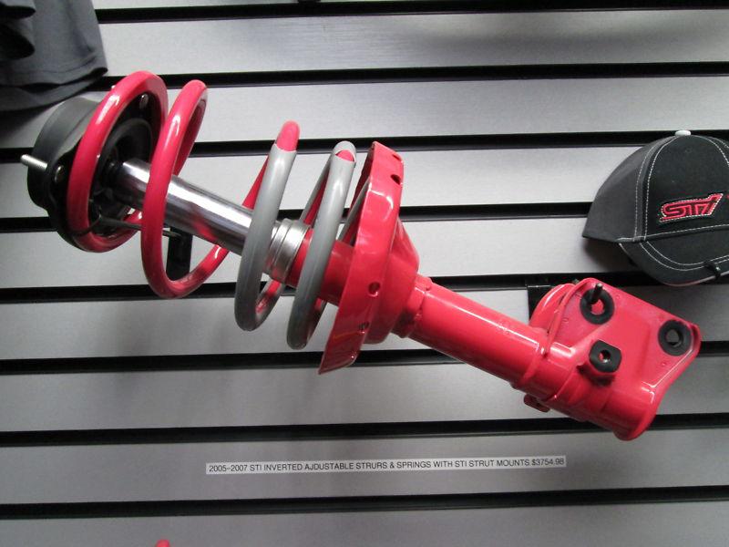 Subaru sti inverted adjustable strut, spring and top hat set for 05-07 sti