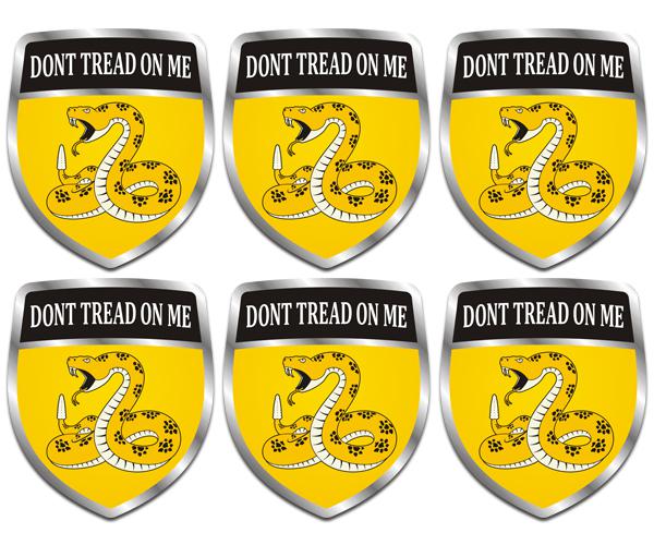 Gadsden flag shield decal 6 2"x1.7" dont tread on me hard hat sticker zu1