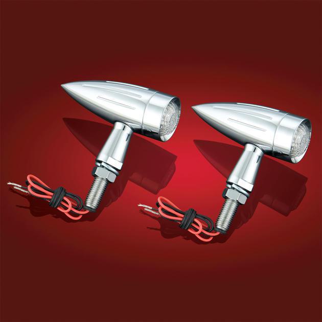 Buy Show Chrome LED Torpedo Turn Signals M8 Thread Amber Universal in