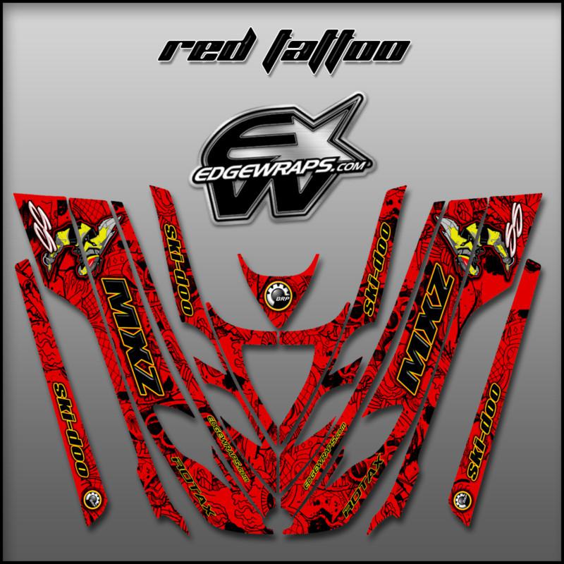 Ski doo zx sk 99, 00, 01,02,03 mxz 600 800 custom graphics - red tattoo