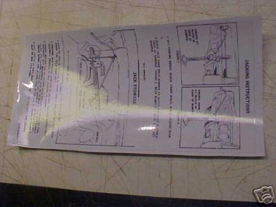 1964-1965 lincoln cont.jacking instructions trunk decal