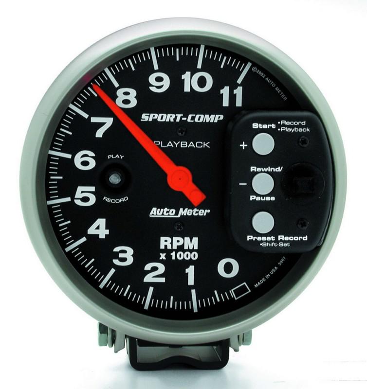 Auto meter 3967 sport-comp playback 0-11,000 rpm 5" tachometers -  atm3967