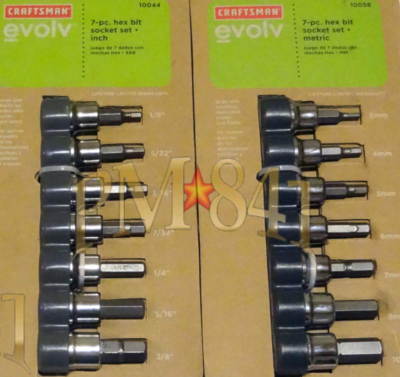 Craftsman evolv 14 pc. hex sae & metric bit socket set brand new 3/8 drive