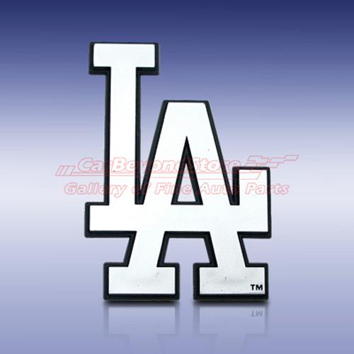 Mlb los angeles dodgers 3d chrome car emblem, easy install, licensed + free gift