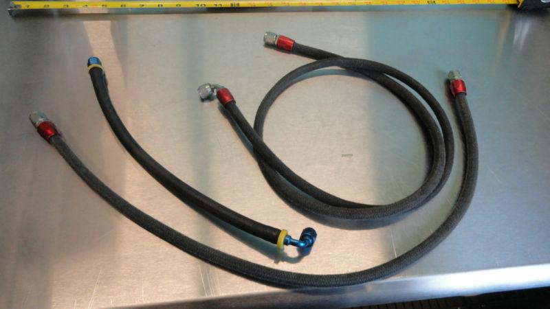 (3) -4an coolant line hose goodyear 4an 14" 29" 52" reusable 90 degree fittings