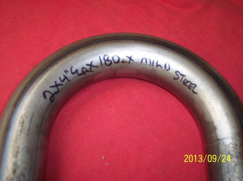 Mandrel bent u-bend 2" od x .049 x 4" clr x mild steel 6" legs x 180* 