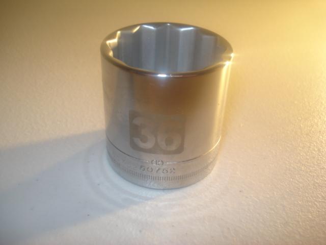 Short socket, polished crome, craftsman 36 mm, 1/2 drive 12 point