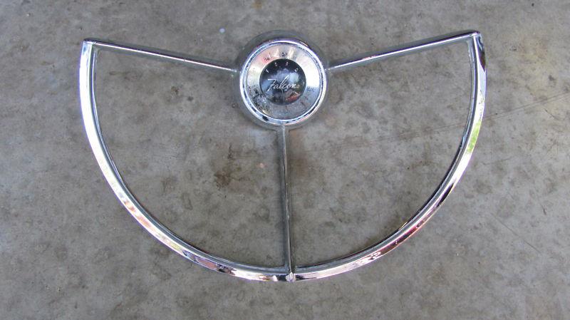 1960's ford falcon horn ring 60 61 62 63 64 oem chrome vtg