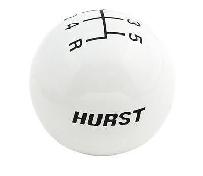 Hurst shifters shift knob round plastic white 5-speed pattern manual 1630025