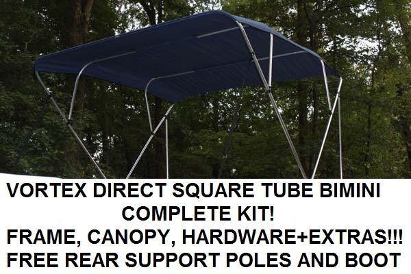 New square tube frame vortex 4 bow pontoon/deck boat bimini top 12' navy 97-103"