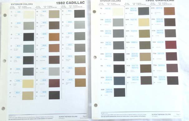 1982 cadillac  dupont    color paint chip chart all models original 