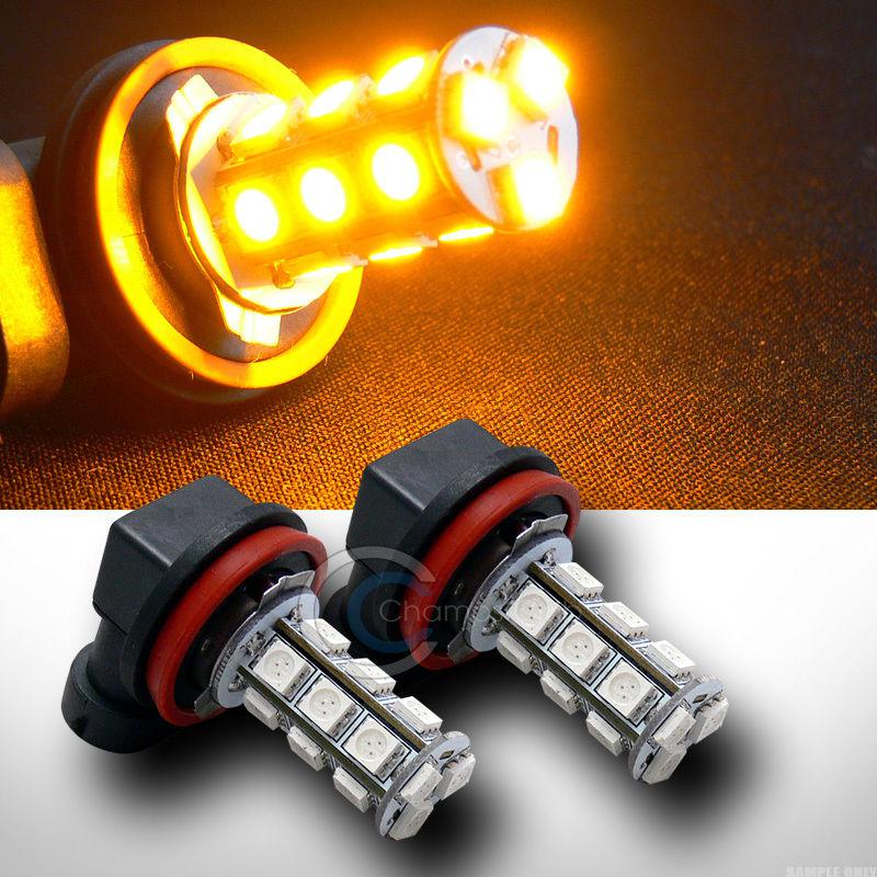 Find New 2pc Amber Y H11 Socket 18 5050 SMD LED Backup/Reverse Tail Light Lamp Bulbs in Walnut