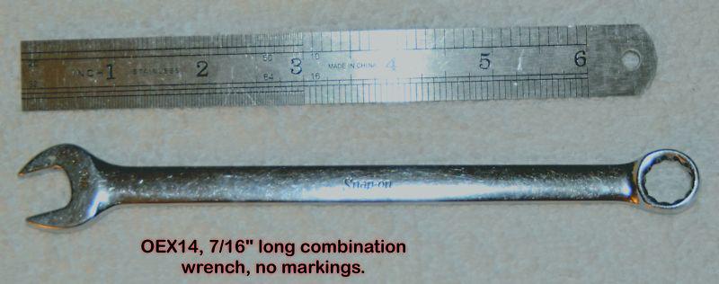 Snapon 7/16" long combination wrench, oex14, no markings