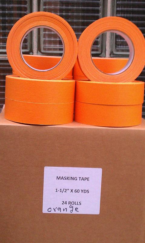 Half case automotive masking tape orange 12 rolls  11/2 inch x 60 yards.