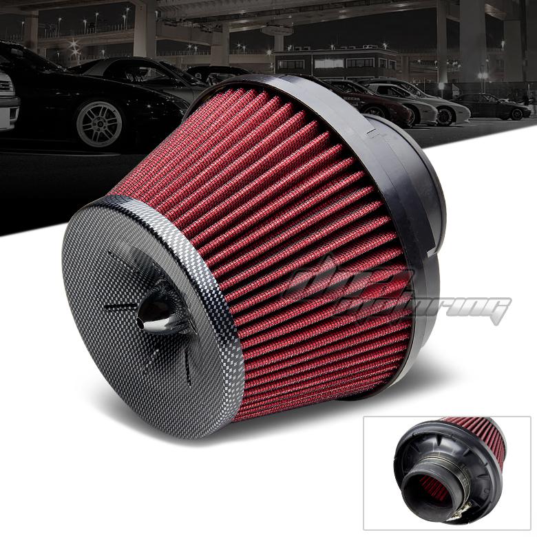 3" red cold air/short ram intake/turbocharger jdm racing cone carbon look filter