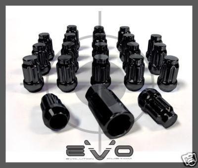 20 black spline tuner lugs nuts with key 12x1.25 new