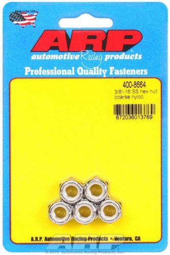 Arp nylon locknut 3/8-16 in thread stainless 5 pc p/n 400-8664