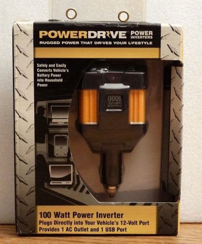 Nib power drive 100 watt power inverter 12v port usb &amp; ac outlet rppd100d