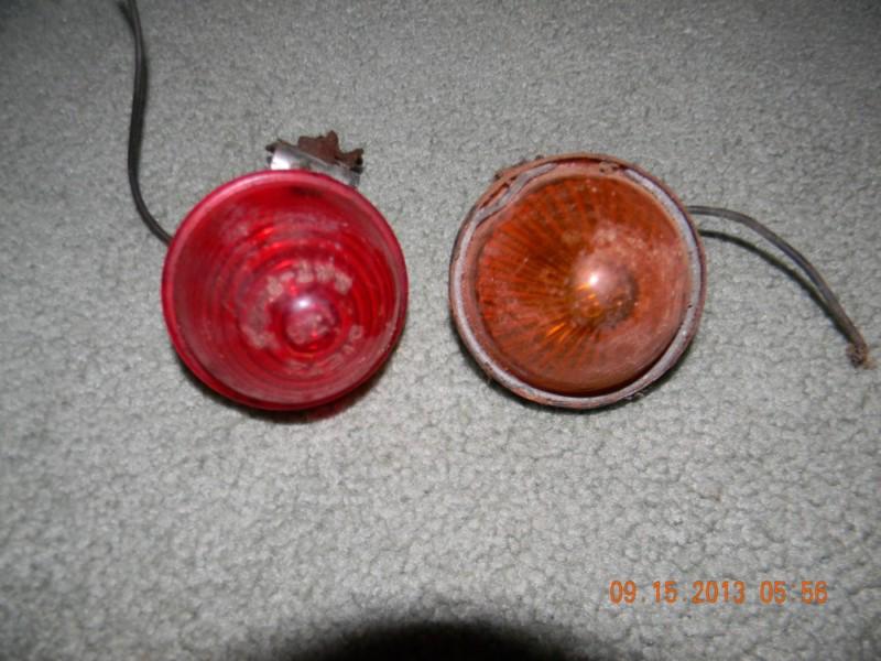 Vintage dietz bullet lights pair red amber trailer bike motorcycle beehive