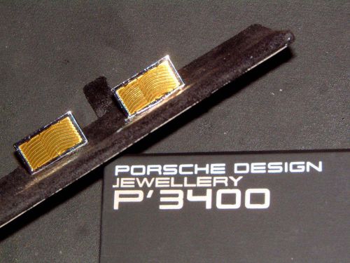 Porsche design p'3400 sterling silver cufflinks w/yellow lacquer. nibwl&amp;s.