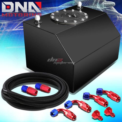 4 gallon polished coated race fuel cell tank+cap+level sender+steel line kit