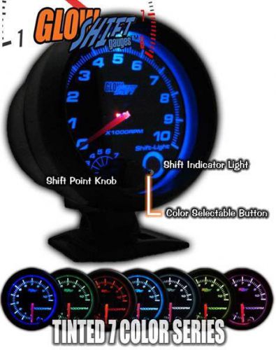Glowshift 3 3/4" 7 color led tachometer w/ shift light gs-709 glow shift tach