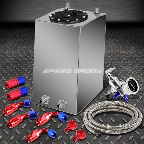3 gallon aluminum racing fuel cell tank+cap+steel line kit+pressure regulator