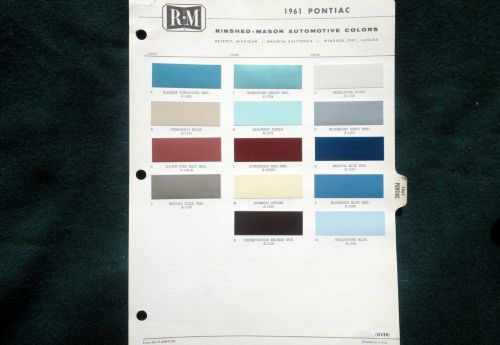 1961 cadillac rinshed mason automotive color chips chart original scheme brochur