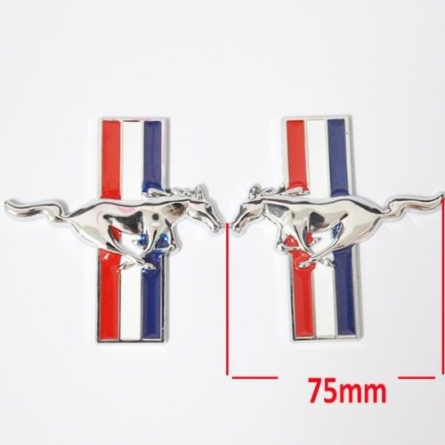 Horse emblem x2 side door trunk fenders rear inner 3d metal sticker ford mustang