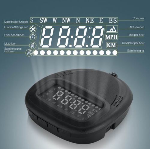 Universal gps hud a1 head up display speedometer kmh/mph alarm for all vehicle
