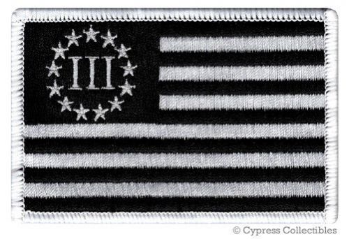 Iii percenter black flag biker patch embroidered 2nd amendment patriotic gun