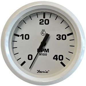 New faria dress white 4" tachometer 4,000 rpm (diesel magnetic