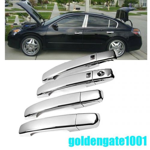 Chrome door handle cover trim w/ smart keyhole for nissan qashqai maxima 4dr gg