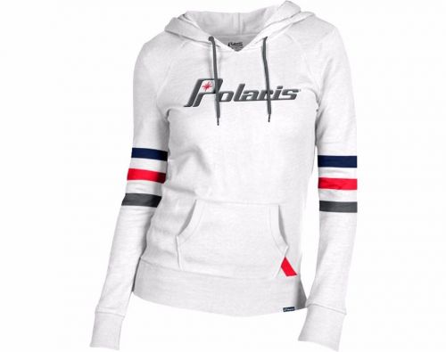Polaris women&#039;s throwback snowmobile hoodie color: white size: large 286509706