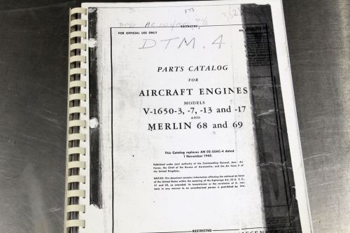 Rolls royce v1650 -3 -7 -13 -17 merlin 68 69 parts manual (265 pages paper)