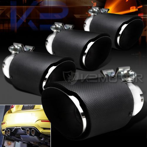 4x 3.5" outlet sleeve carbon fiber stainless steel exhaust muffler tip