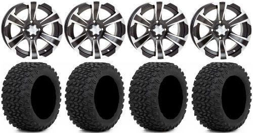 Itp ss312 black golf wheels 14&#034; 23x10-14 xt trail tires yamaha