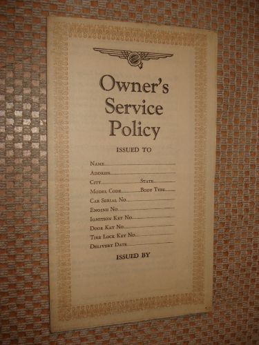 1935 ? chrysler owners service policy manual original glovebox book rare blank