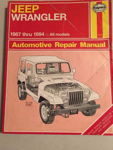 1987 thru 1994 jeep wrangler repair manual