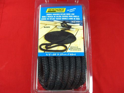 Dock line double braided 1/2" x 25' black seachoice 40381