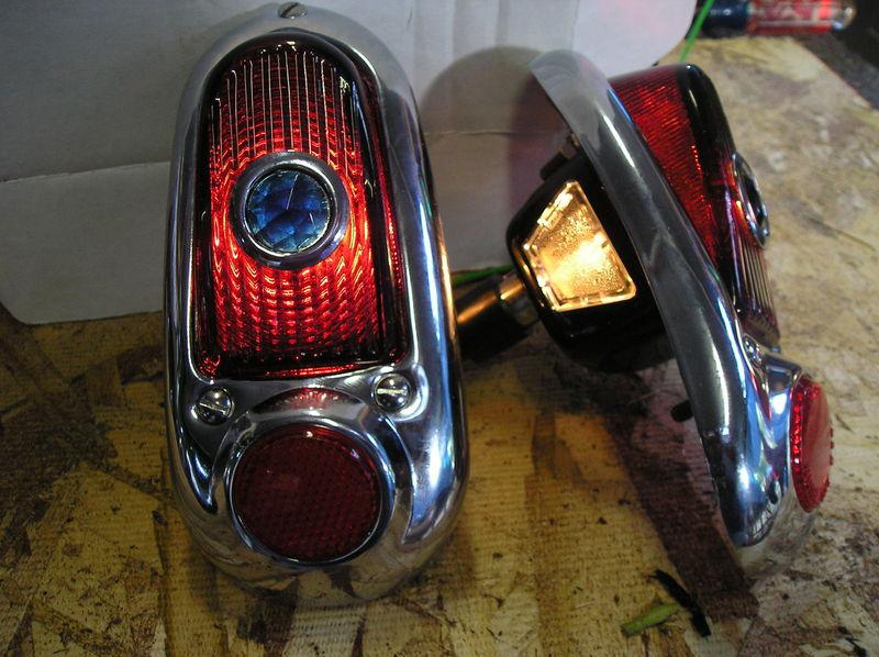New replacement pair of blue dot tail lights assemblies for 1949 1950 chevrolet