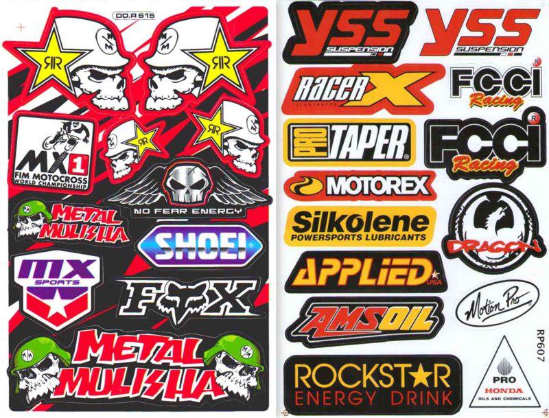 2sh. rockstar metal mulisha no fear racing sticker pre die-cut truck car bike