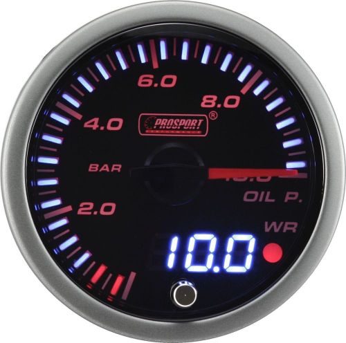 Prosport 60mm jdm series amber red &amp; white led warning oil pressure gauge bar