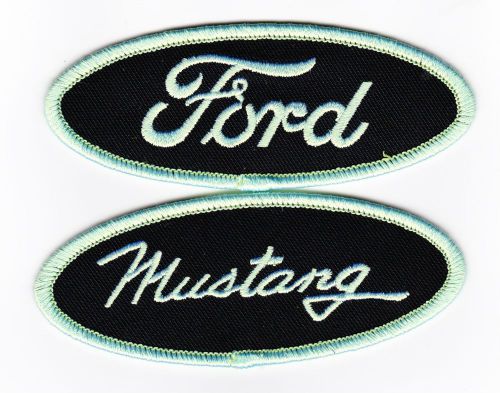 Black lime ford mustang sew/iron on patch embroidered car cobra mach 1 5.0 v8