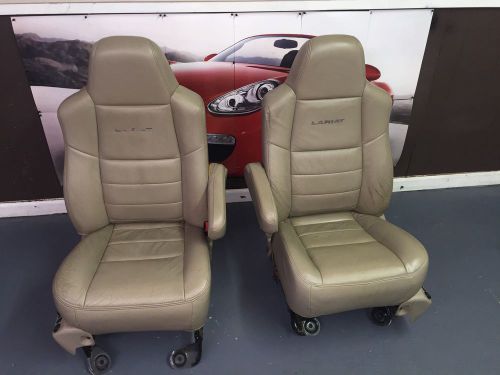 99-10 ford f250 f250 f450 lariat tan leather seats lh + rh powered heated