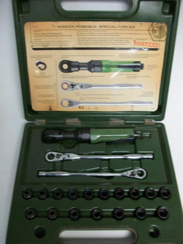 Matco tools special forces air ratchet w/ ratcheting wrenches and sockets + case