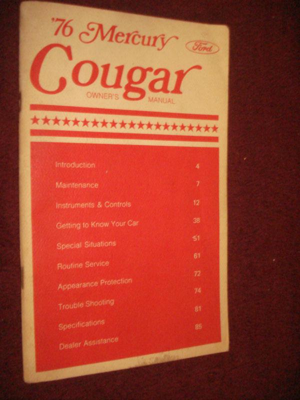 1976 mercury cougar owner's manual / owner's guide / book / good original!!!